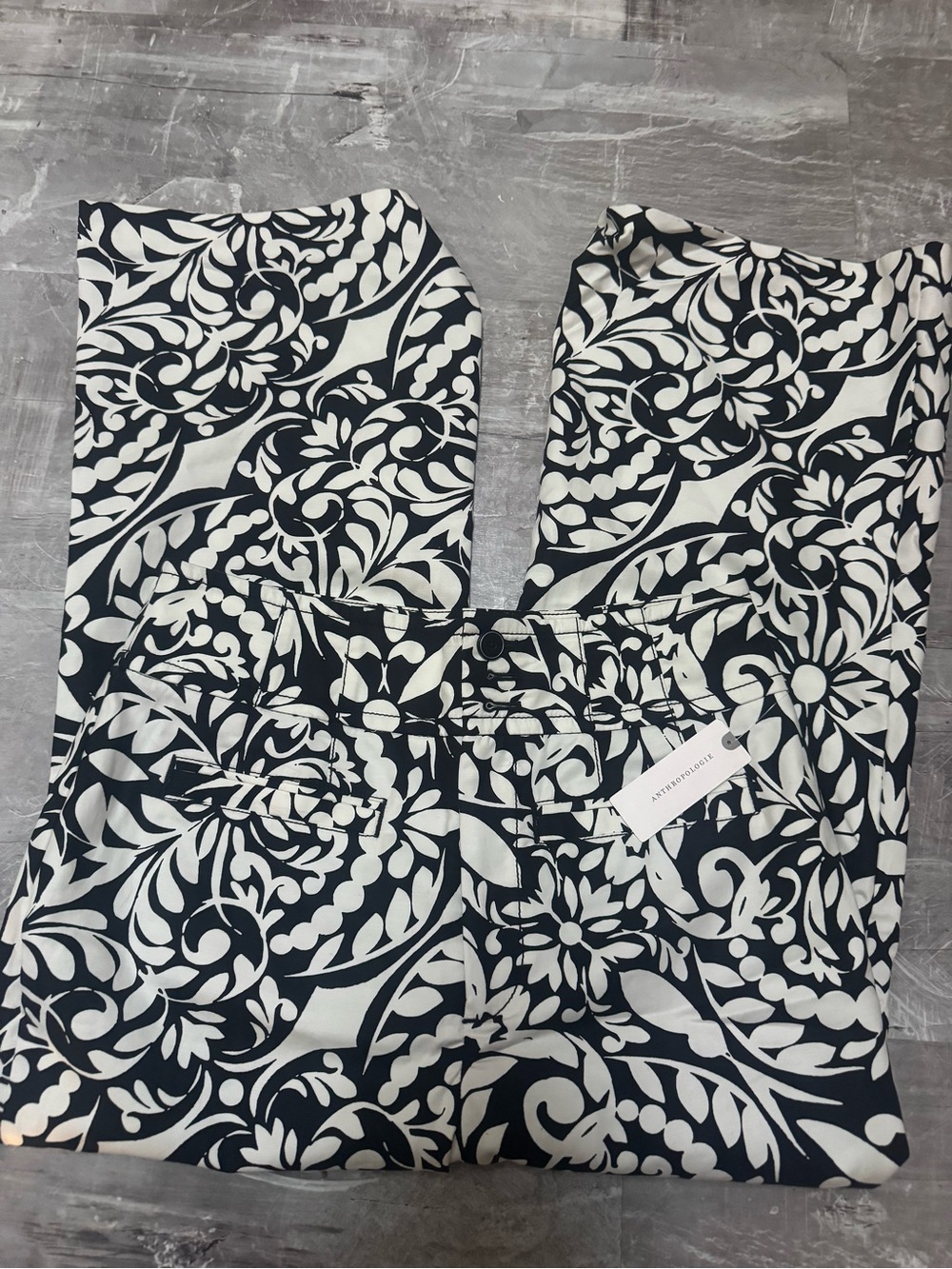 Maeve Anthropologie Black and White Floral Pants